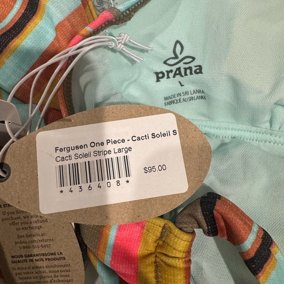 Prana Fergusen One Piece Swimsuit - Cacti Soleil Stripe size large - Picture 3 of 11